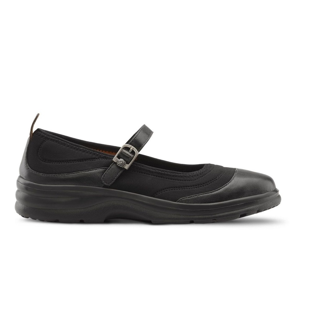 NWT Dr. Comfort Flute Black Leather Mary Jane Diabetic Flat Shoes Size 9 Wide - Picture 2 of 9